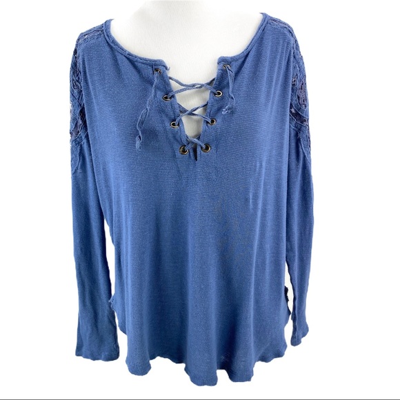 Free People Jennie Lace Up Henley - Picture 2 of 7